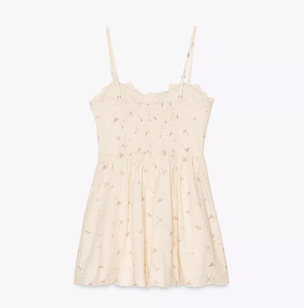 Zara Floral Print Poplin Corset Dress -vanilla NWT - Picture 5 of 7